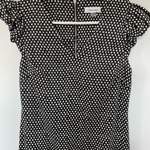 Calvin Klein Black and White Puffy Cap Sleeve Dress